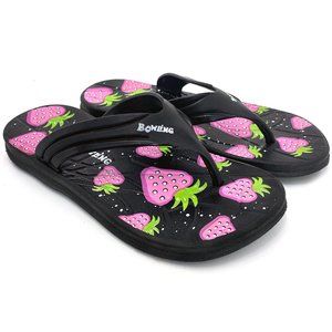 Women's Strawberry Print Slip-On Flip Flop Sandals